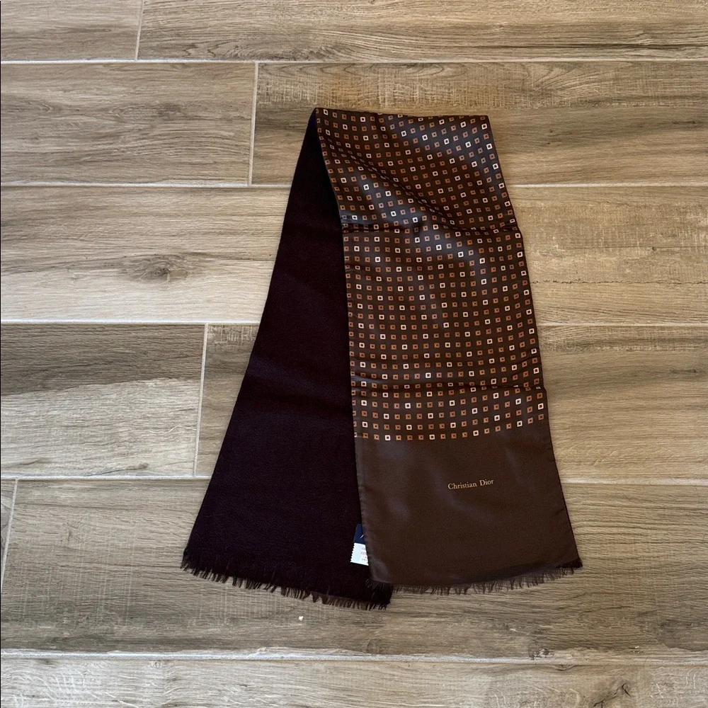 Vintage Christian Dior Lord & Taylor silk and wool Reversible Scarf